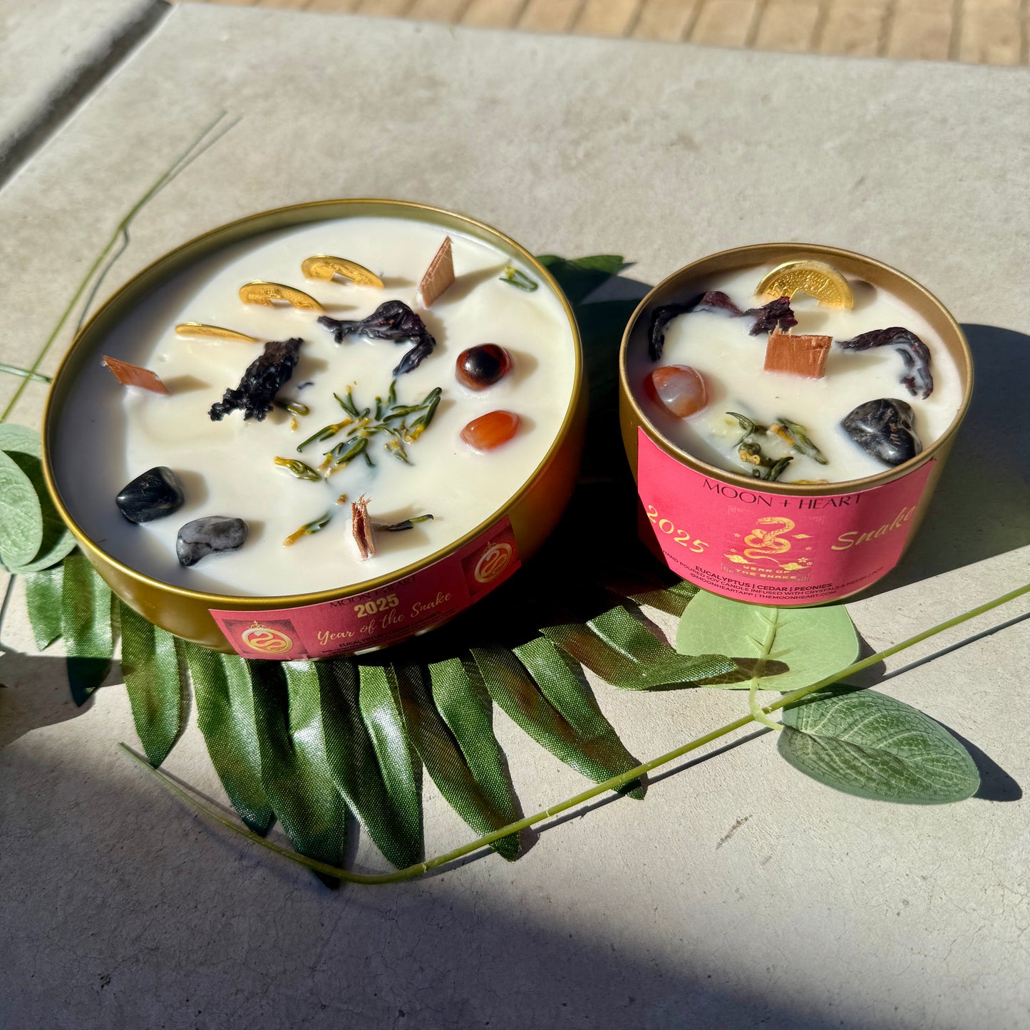 2025 Year of the Snake Intention Candle | Manifestation Candle with crystals and feng shui coin