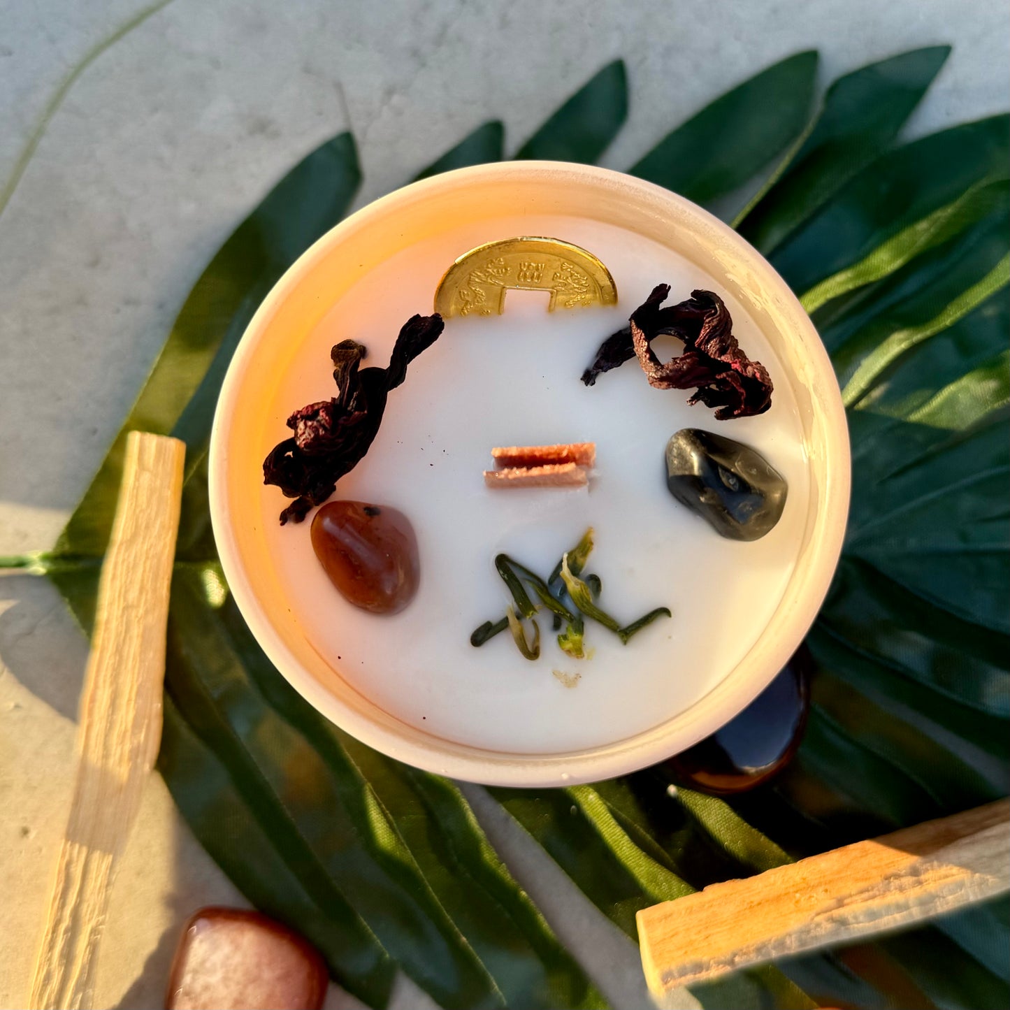 2025 Year of the Snake Intention Candle | Manifestation Candle with crystals and feng shui coin