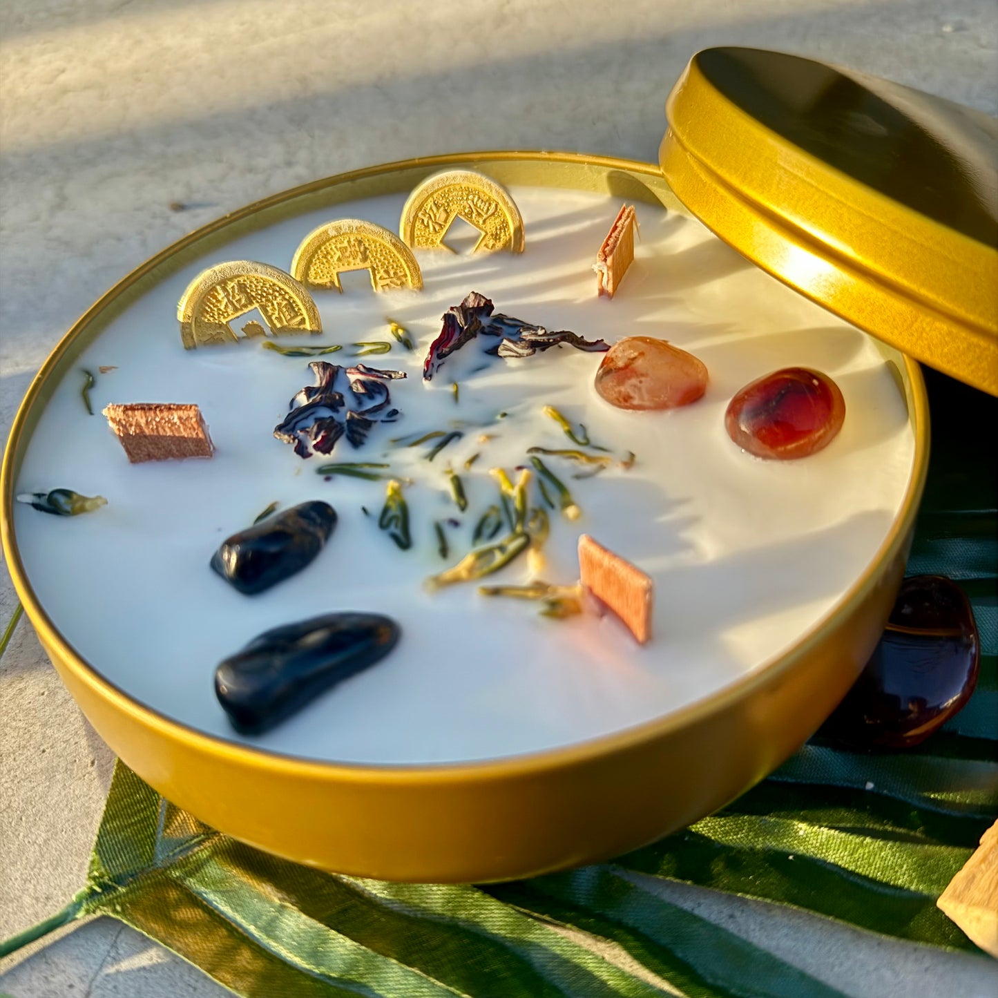 2025 Year of the Snake Intention Candle | Manifestation Candle with crystals and feng shui coin