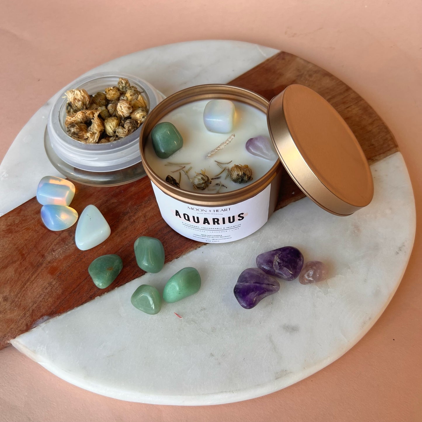 AQUARIUS Candle | Zodiac candle | Crystal Infused candle | Intention Candle | Manifestation Candle