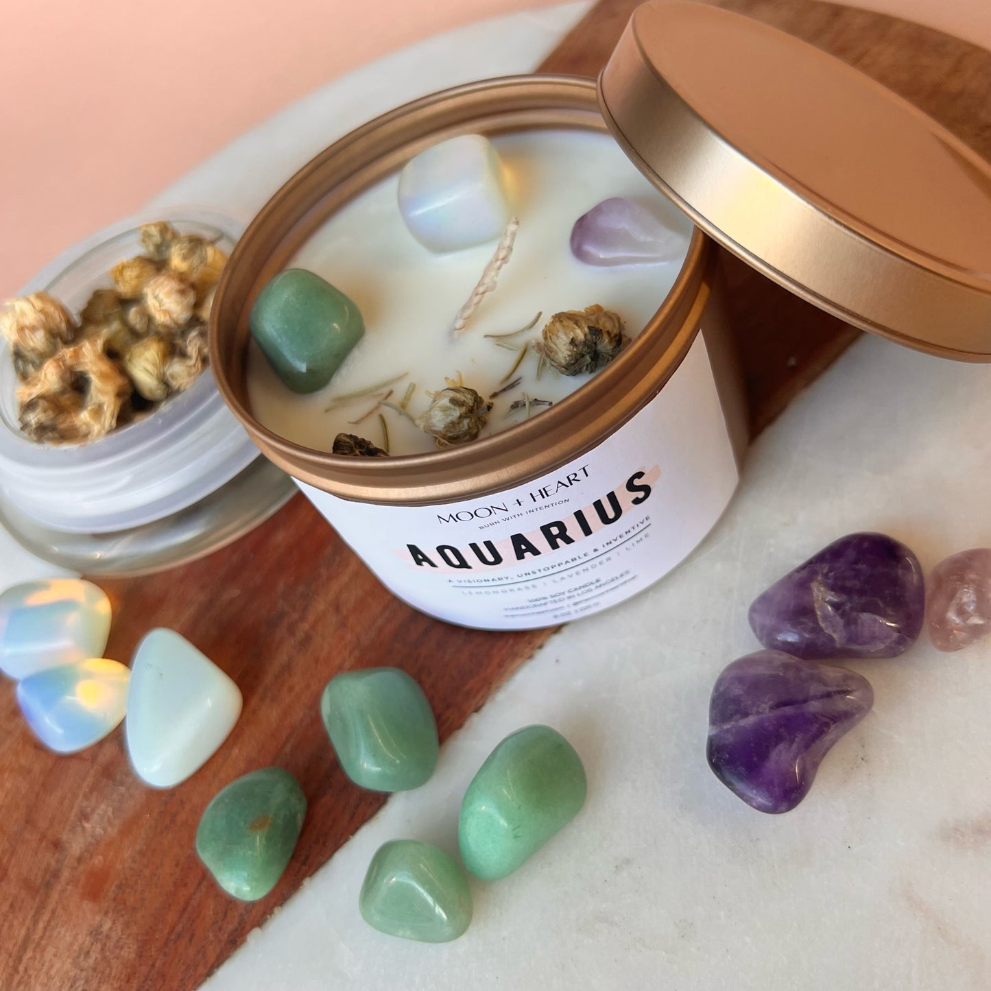 AQUARIUS Candle | Zodiac candle | Crystal Infused candle | Intention Candle | Manifestation Candle