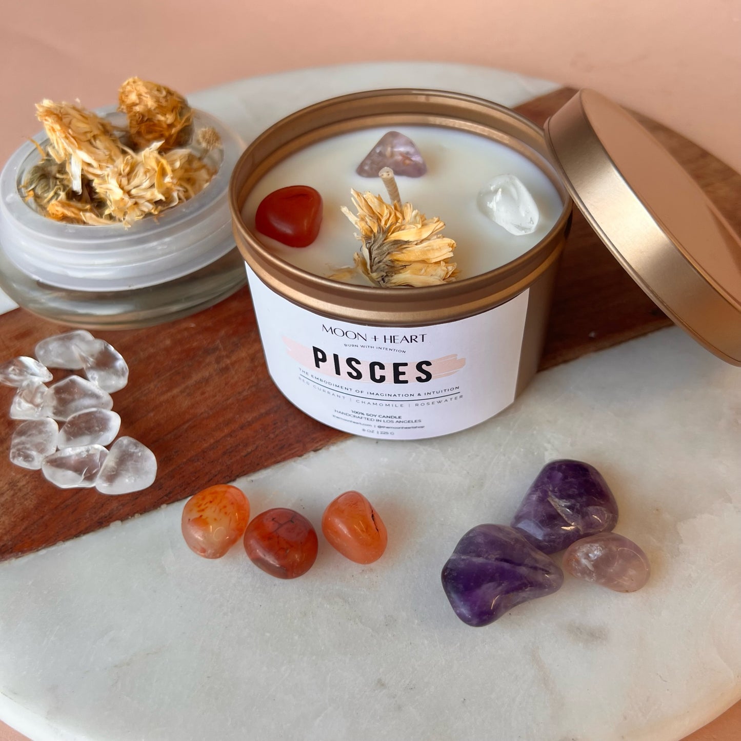 PISCES Candle | Zodiac candle | Crystal Infused candle | Intention Candle | Manifestation Candle