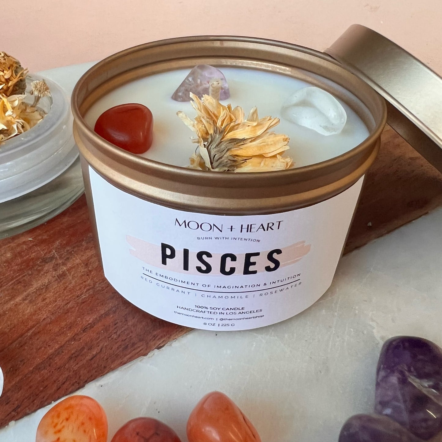 PISCES Candle | Zodiac candle | Crystal Infused candle | Intention Candle | Manifestation Candle