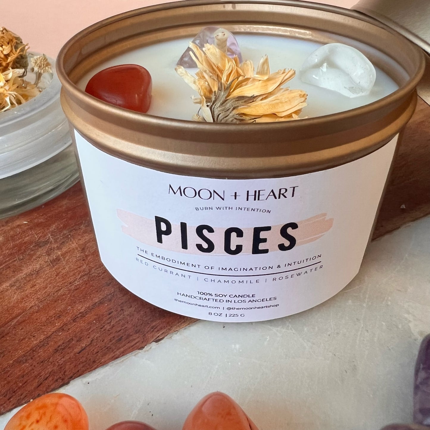 PISCES Candle | Zodiac candle | Crystal Infused candle | Intention Candle | Manifestation Candle
