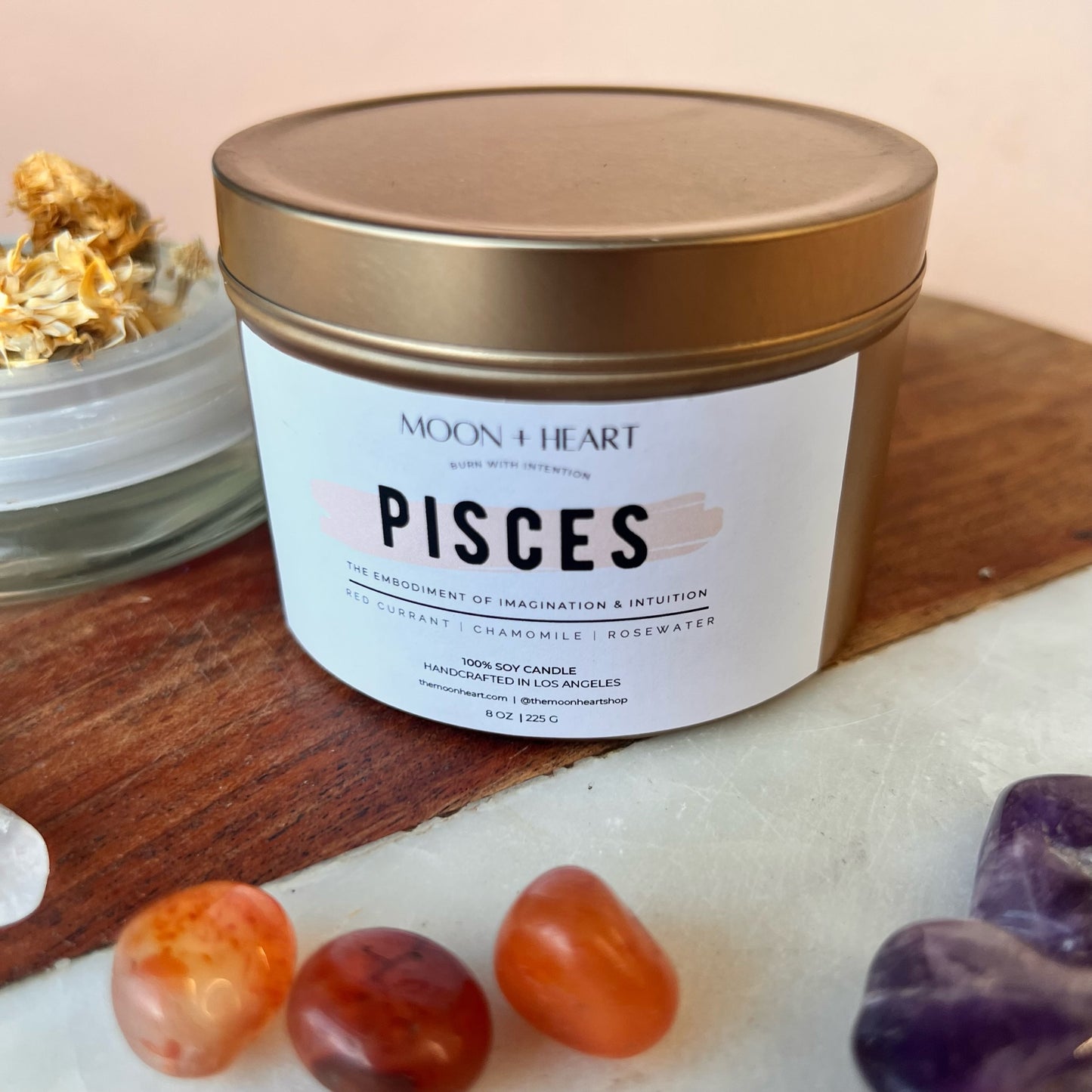 PISCES Candle | Zodiac candle | Crystal Infused candle | Intention Candle | Manifestation Candle