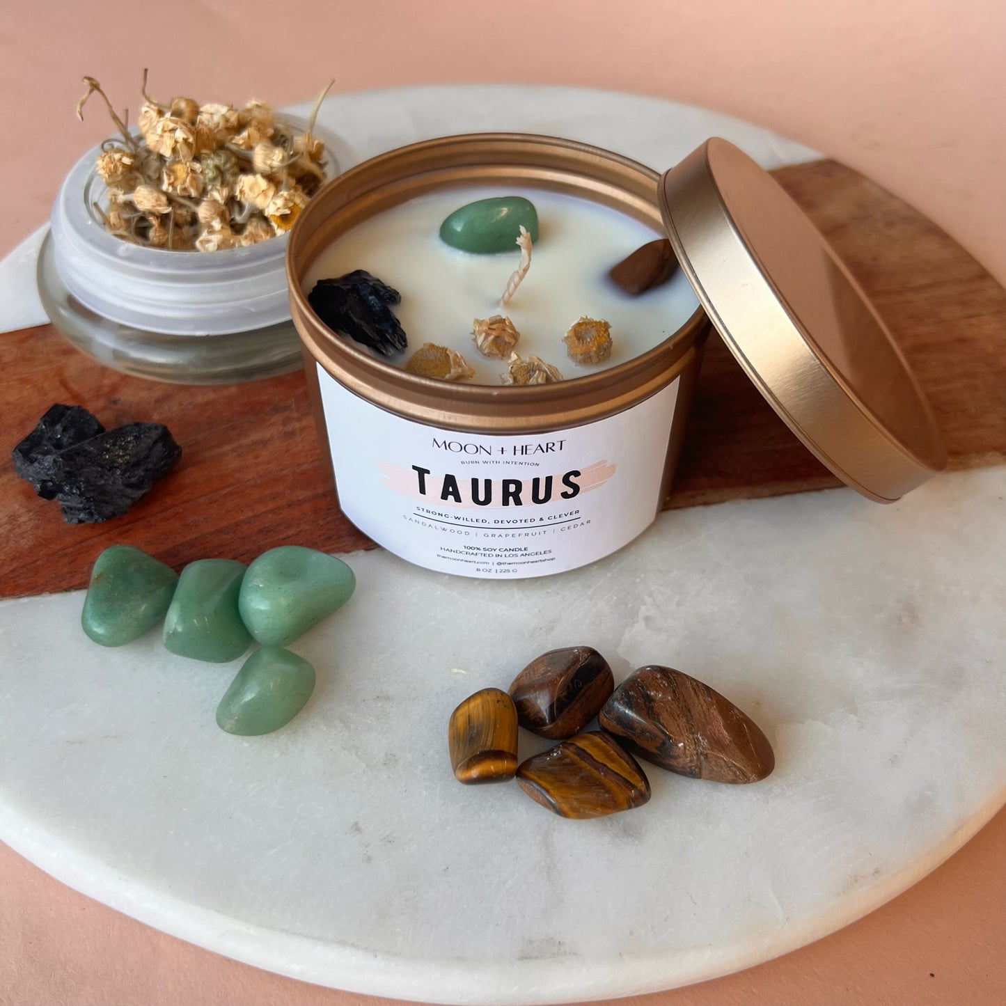 TAURUS Zodiac candle | Crystal Infused candle | Intention Candle | Manifestation Candle