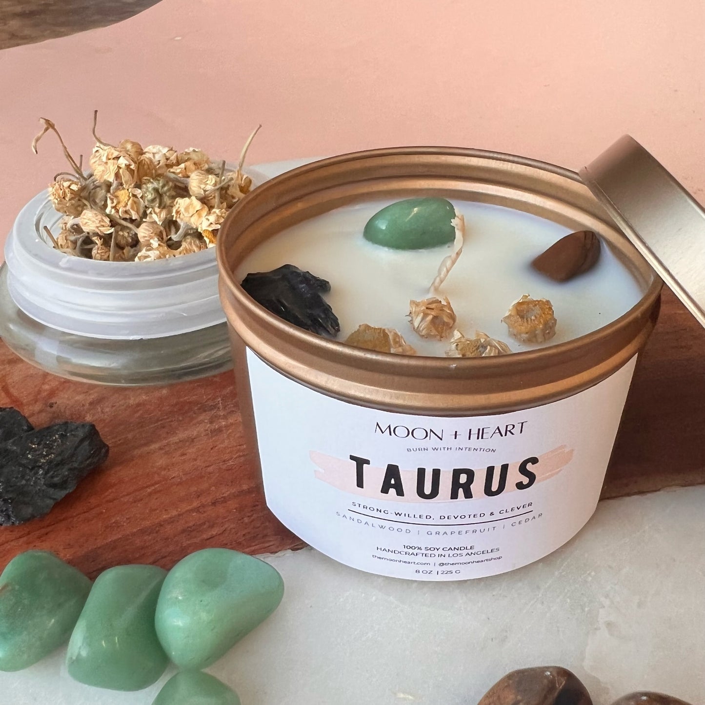 TAURUS Zodiac candle | Crystal Infused candle | Intention Candle | Manifestation Candle
