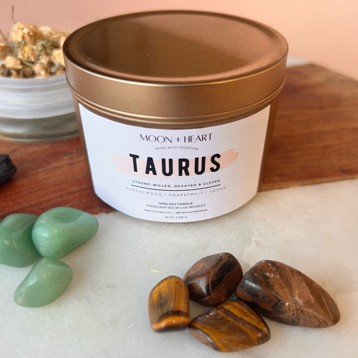 TAURUS Zodiac candle | Crystal Infused candle | Intention Candle | Manifestation Candle
