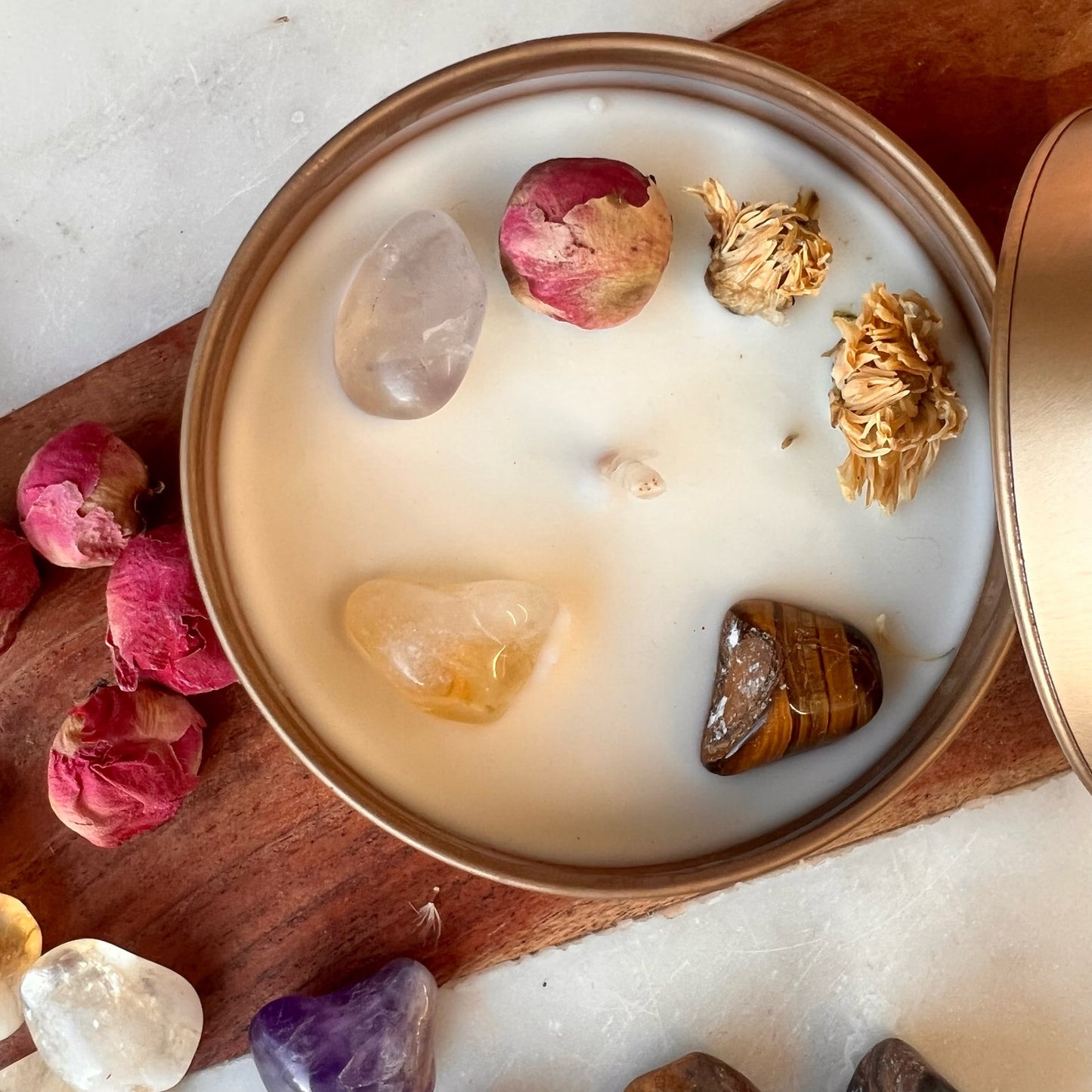 VIRGO zodiac sign Intention Candle w/ Crystal | Dried Flower Candles | Homemade candles | Manifestation Candle