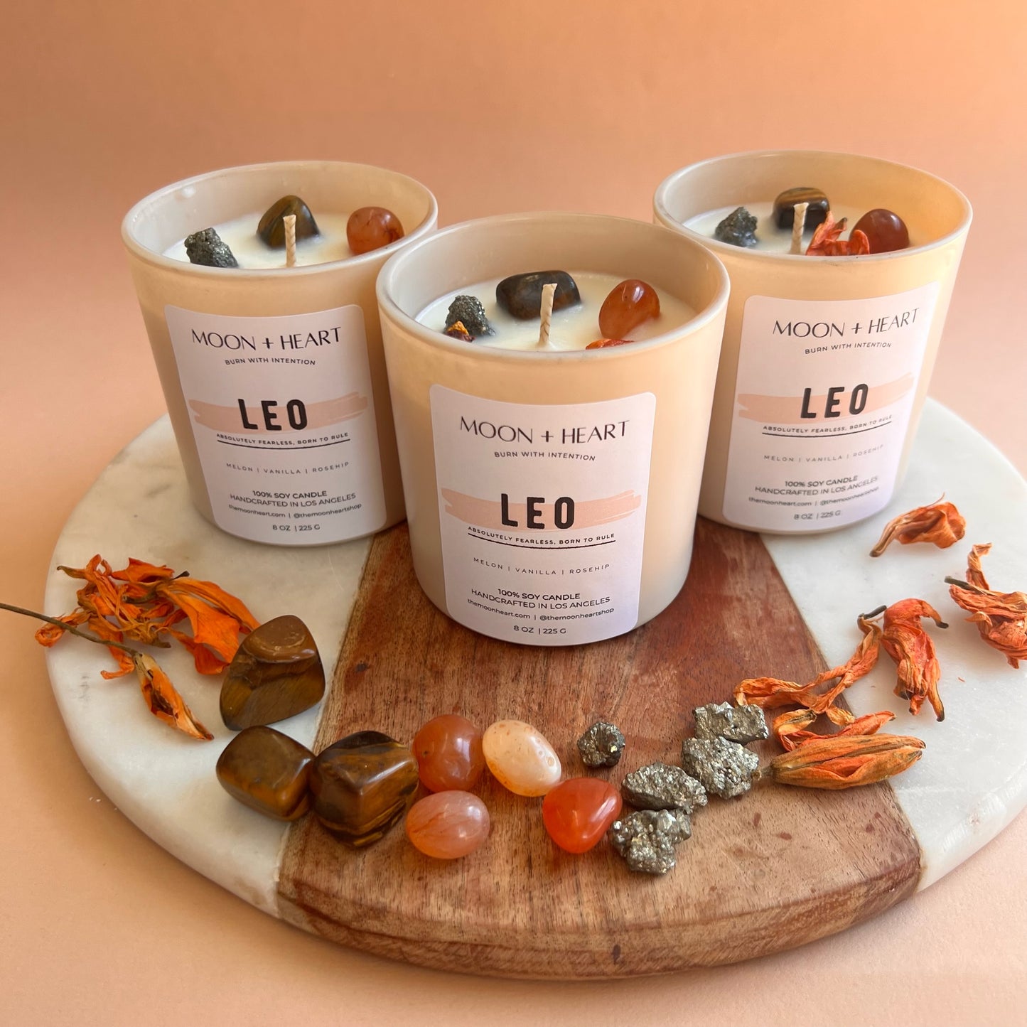 LEO zodiac Candle | Zodiac candle | Intention Candle with Crystals | Manifestation Candle