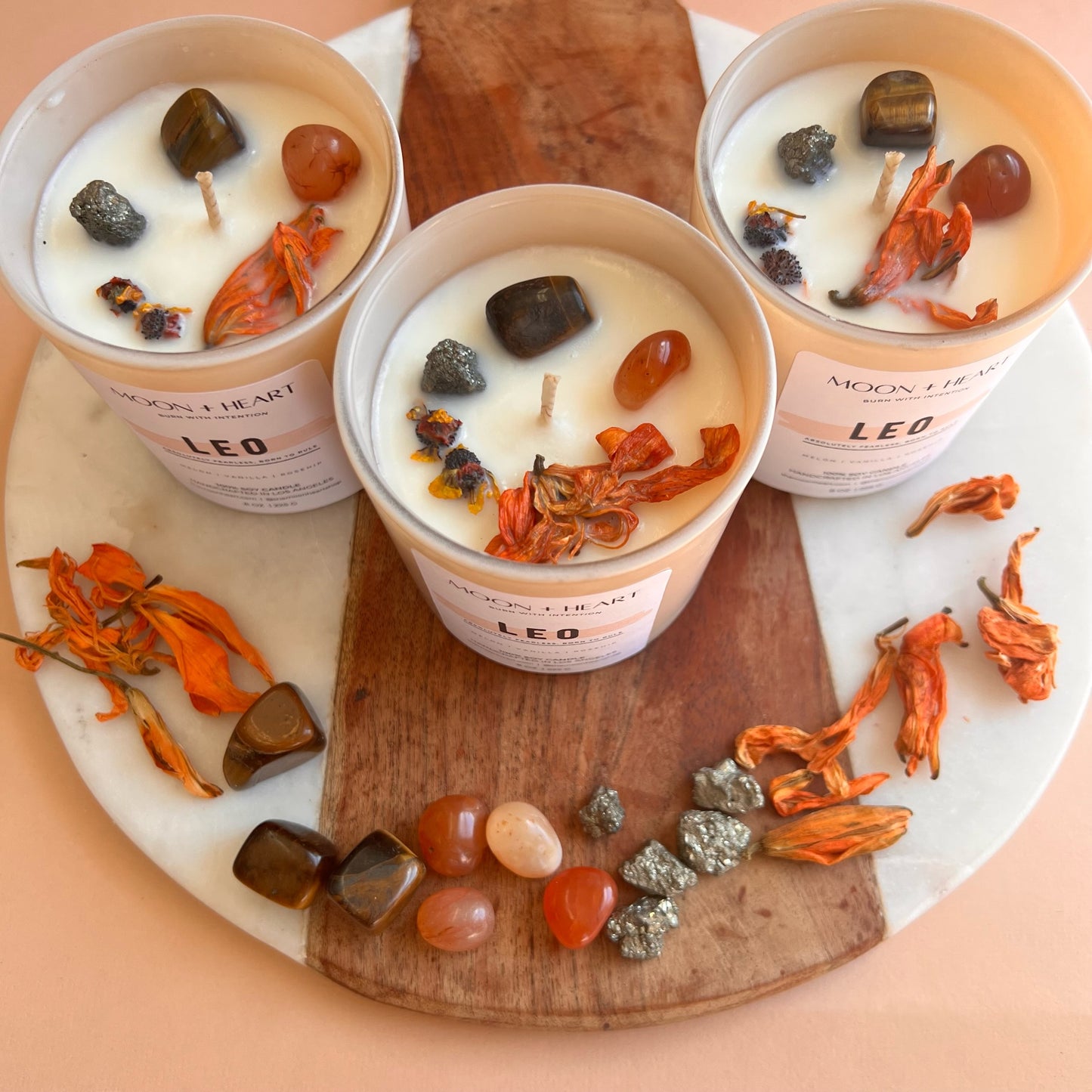 LEO zodiac Candle | Zodiac candle | Intention Candle with Crystals | Manifestation Candle