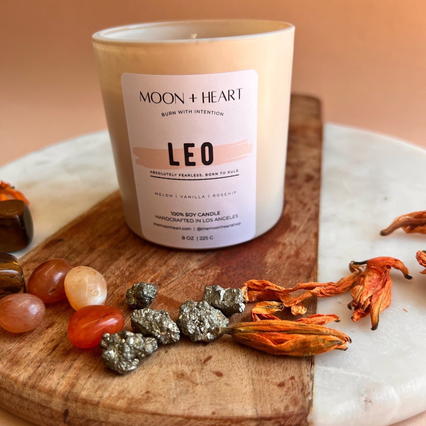 LEO zodiac Candle | Zodiac candle | Intention Candle with Crystals | Manifestation Candle