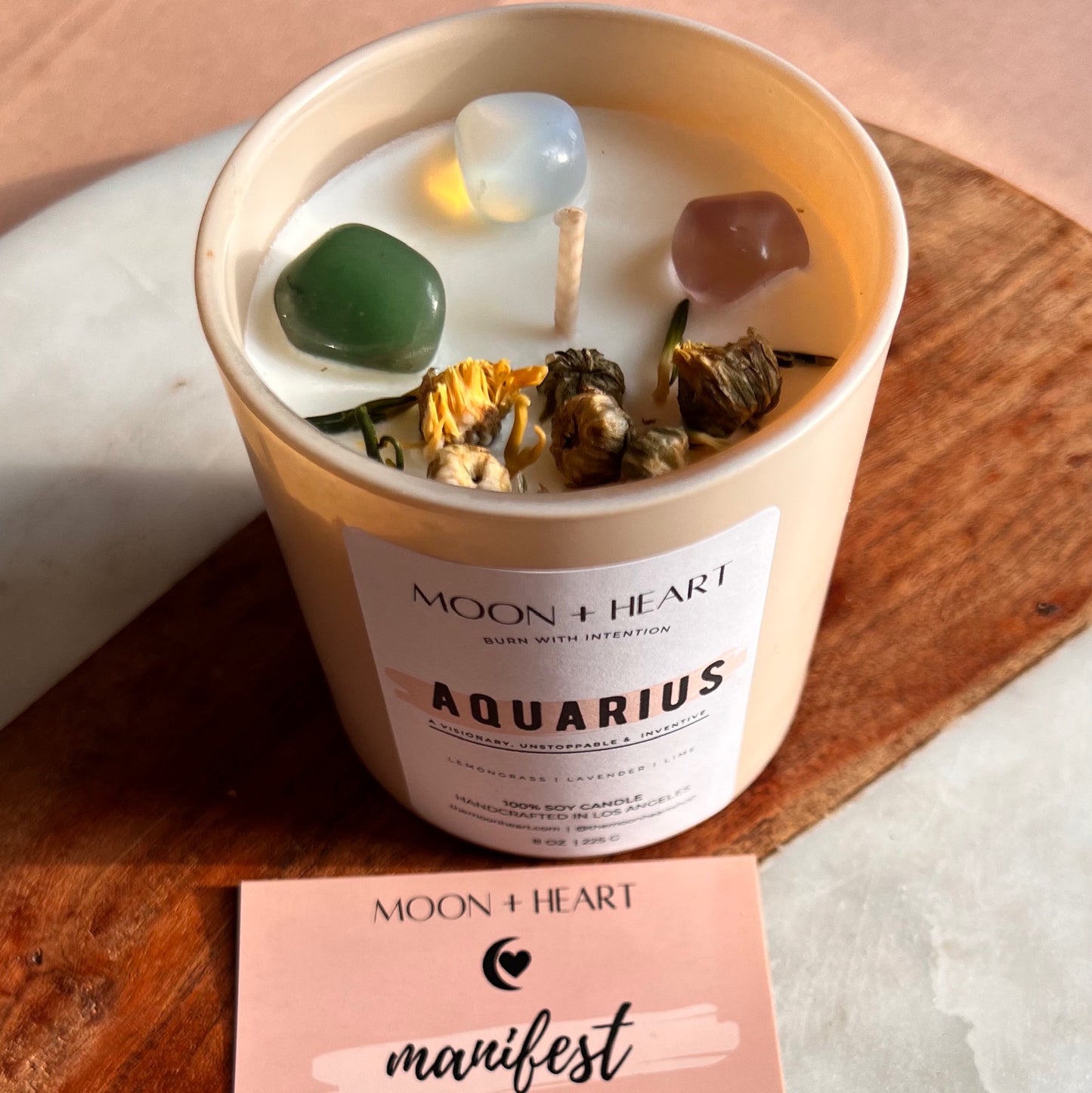 AQUARIUS Candle | Zodiac candle | Crystal Infused candle | Intention Candle | Manifestation Candle