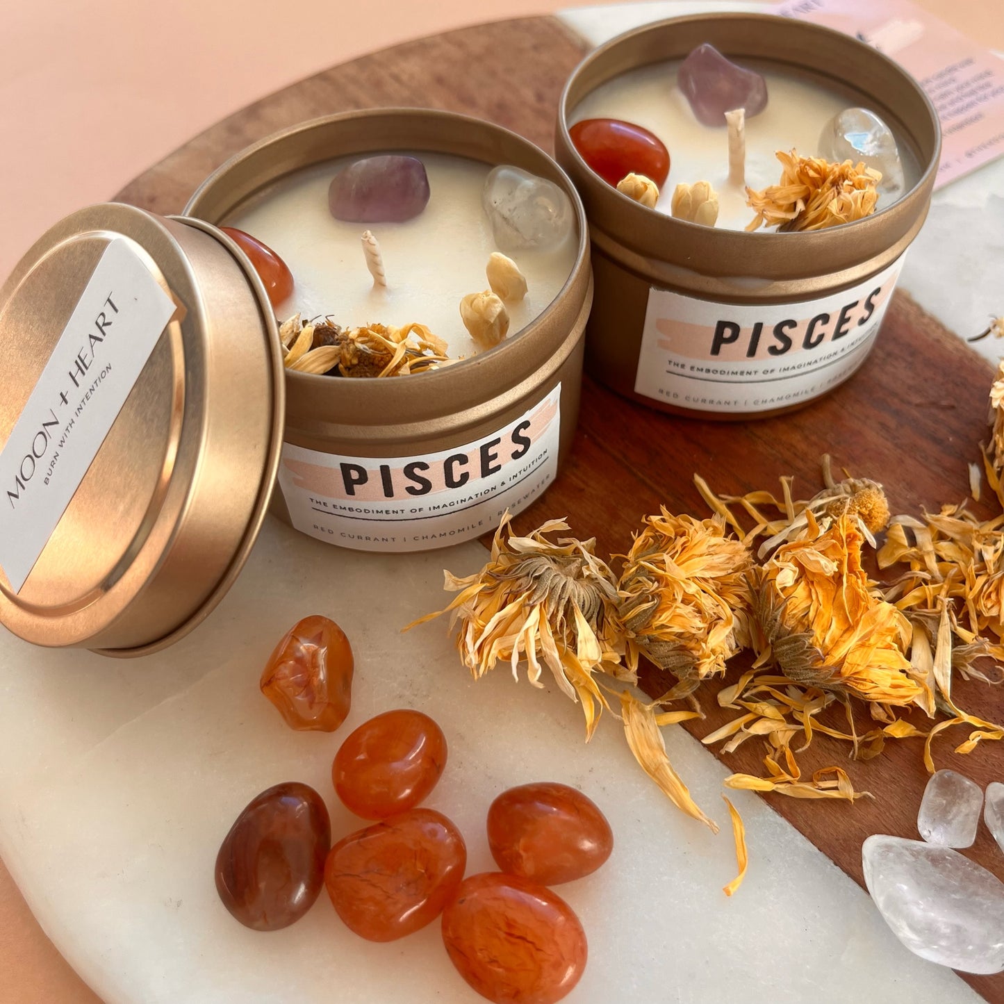 PISCES Candle | Zodiac candle | Crystal Infused candle | Intention Candle | Manifestation Candle