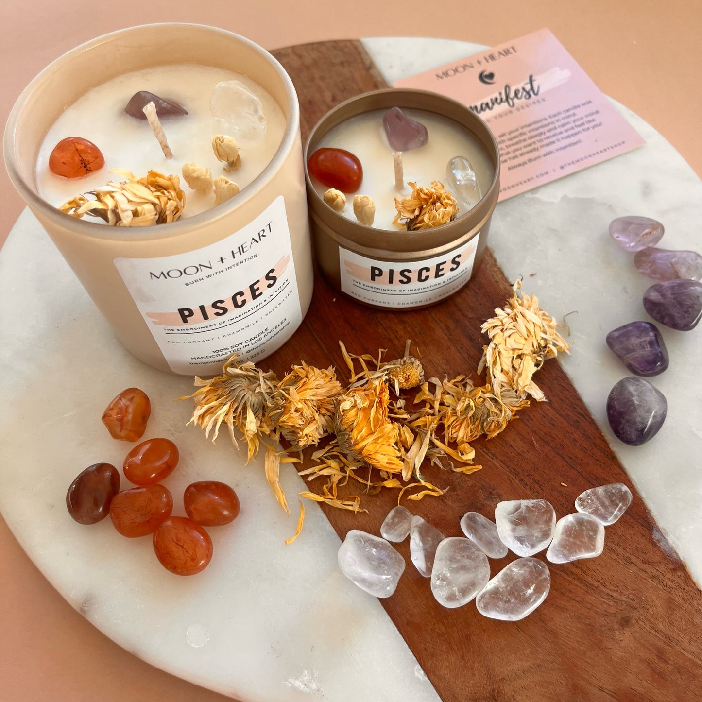 PISCES Candle | Zodiac candle | Crystal Infused candle | Intention Candle | Manifestation Candle