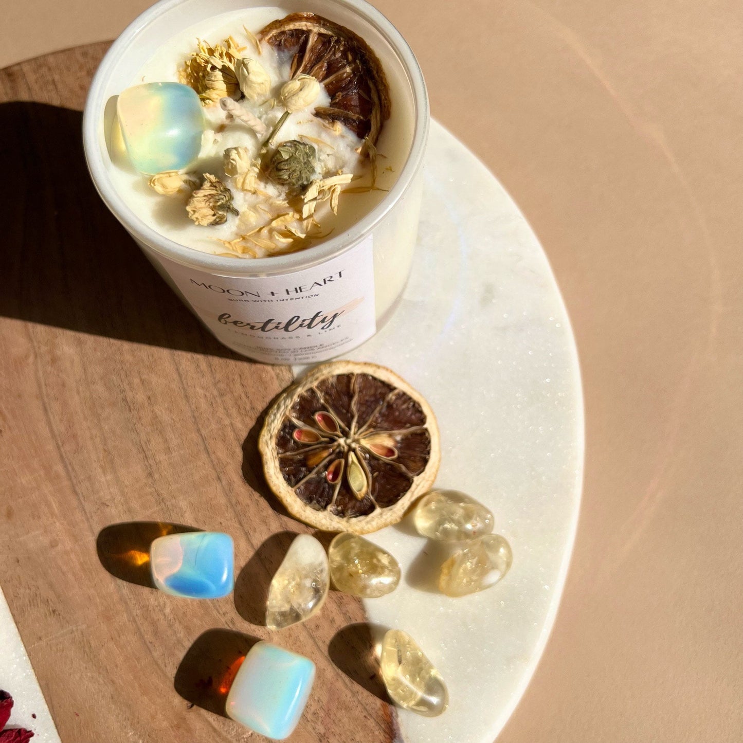 Gift Set of 3 candles: LOVE- PEACE- FERTILITY- 3 Intention Organic Soy Wax Candles - Homemade candles, Christmas gift, Crystal candle