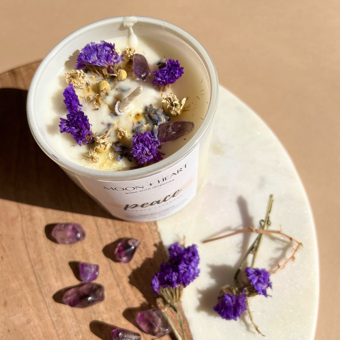 Gift Set of 3 candles: LOVE- PEACE- FERTILITY- 3 Intention Organic Soy Wax Candles - Homemade candles, Christmas gift, Crystal candle