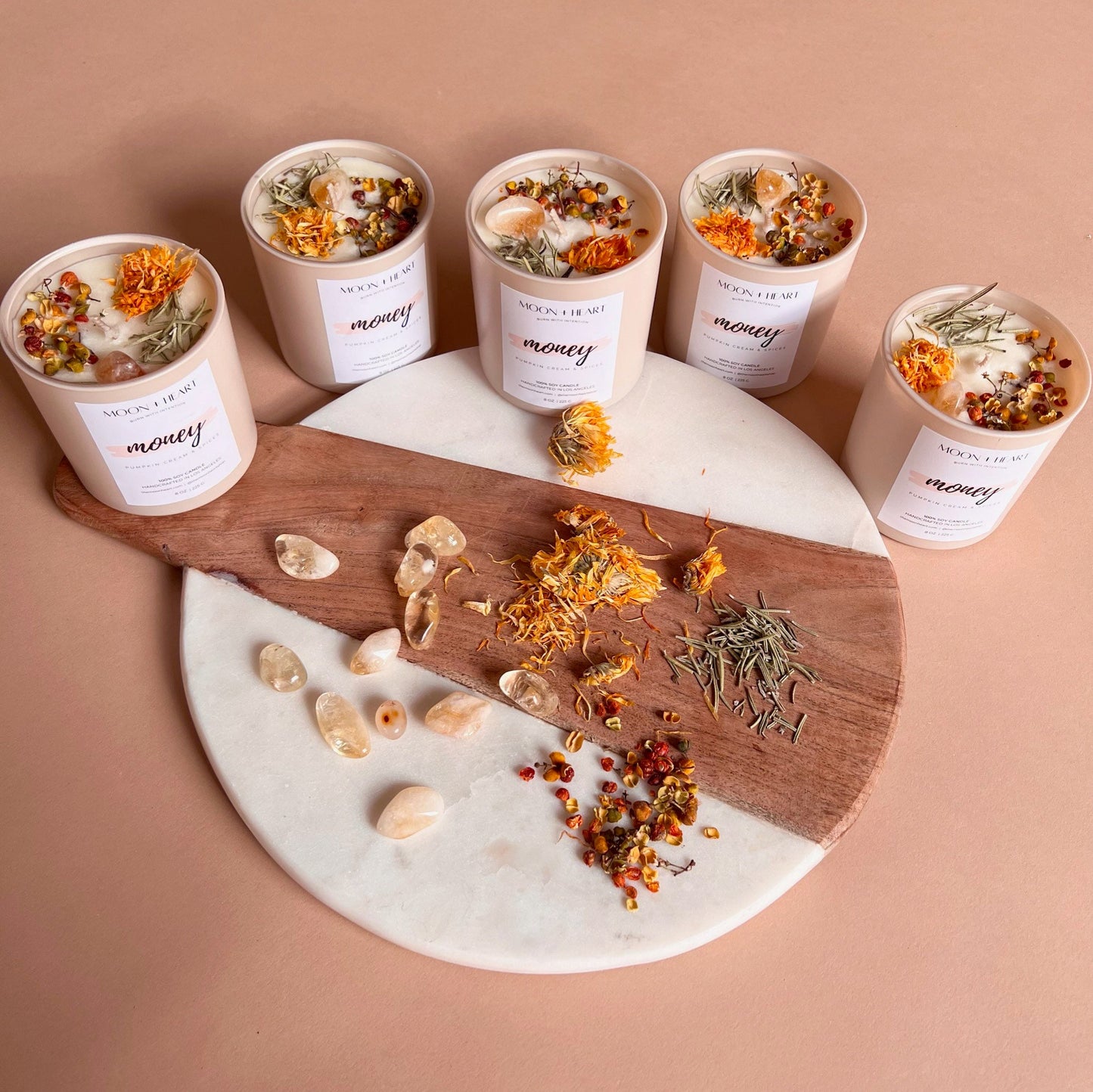 MONEY Candle | Soy Wax Intention Candle | Homemade candles | Manifestation Candle with Crystals