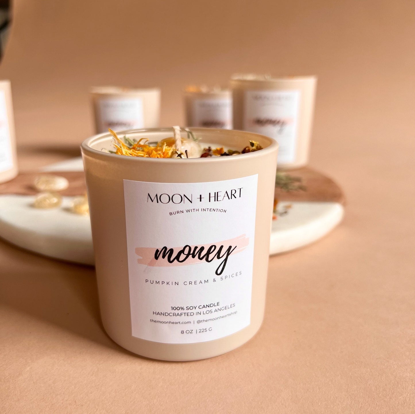 MONEY Candle | Soy Wax Intention Candle | Homemade candles | Manifestation Candle with Crystals