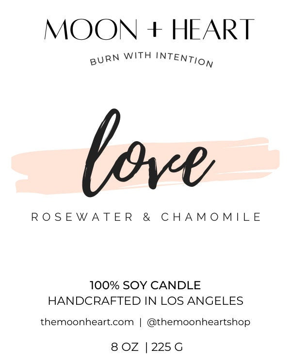 Intention Candle for LOVE | Crystal Infused Candle | Manifestation Candle | Homemade candles