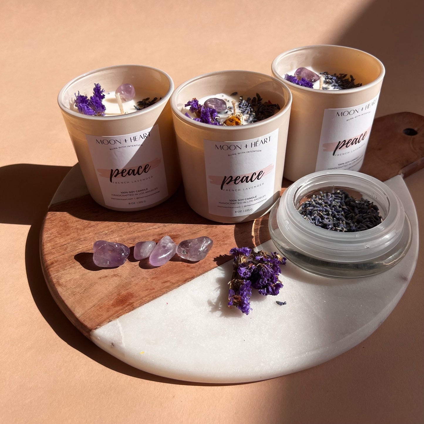 PEACE Intention Candle | Crystal Infused Candle | Manifestation Candle | Homemade candles