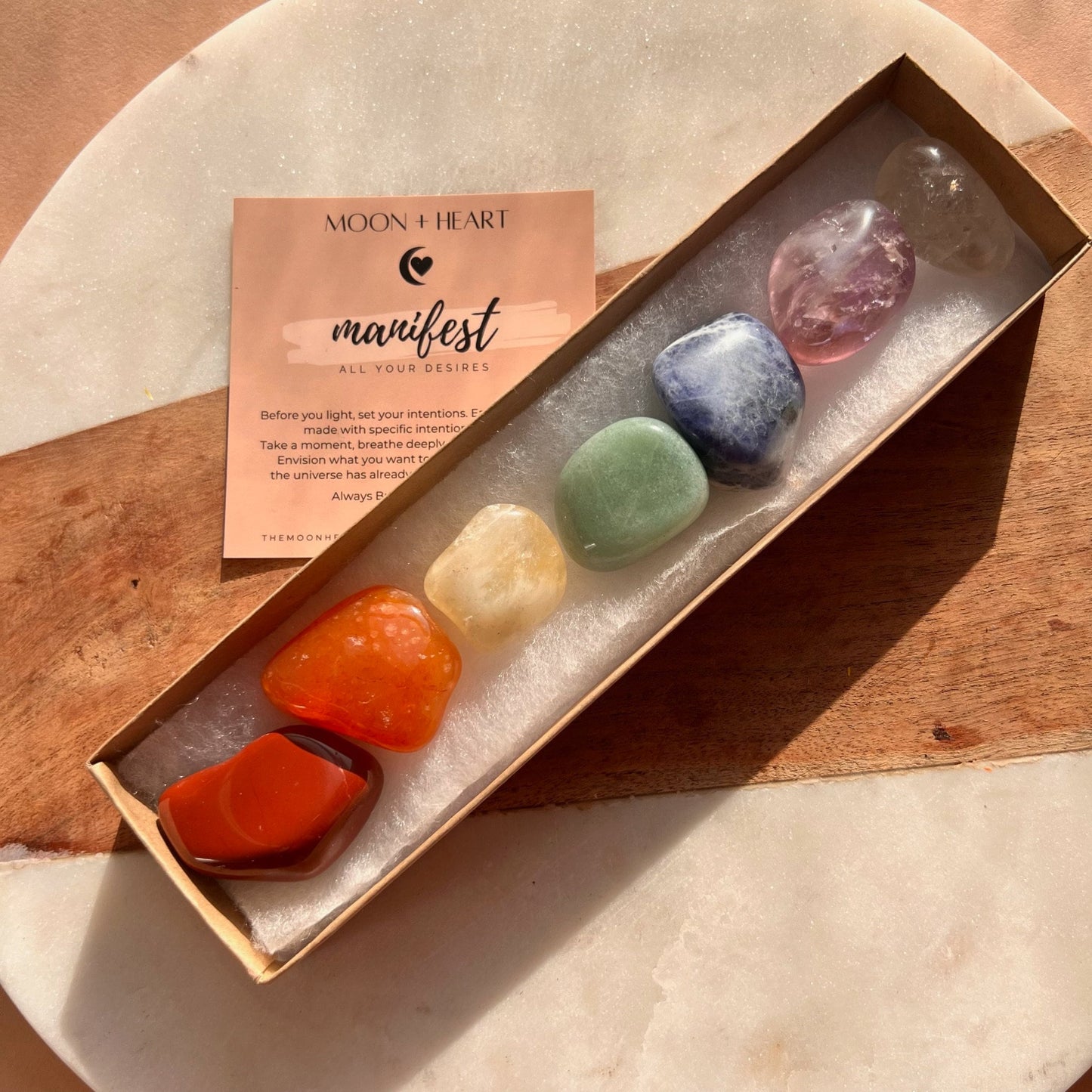 Seven 7 Chakra Crystals Set | 7 Chakras crystals and stones | Wellness tumbled stones| Crystal gift box| Wellness Gift