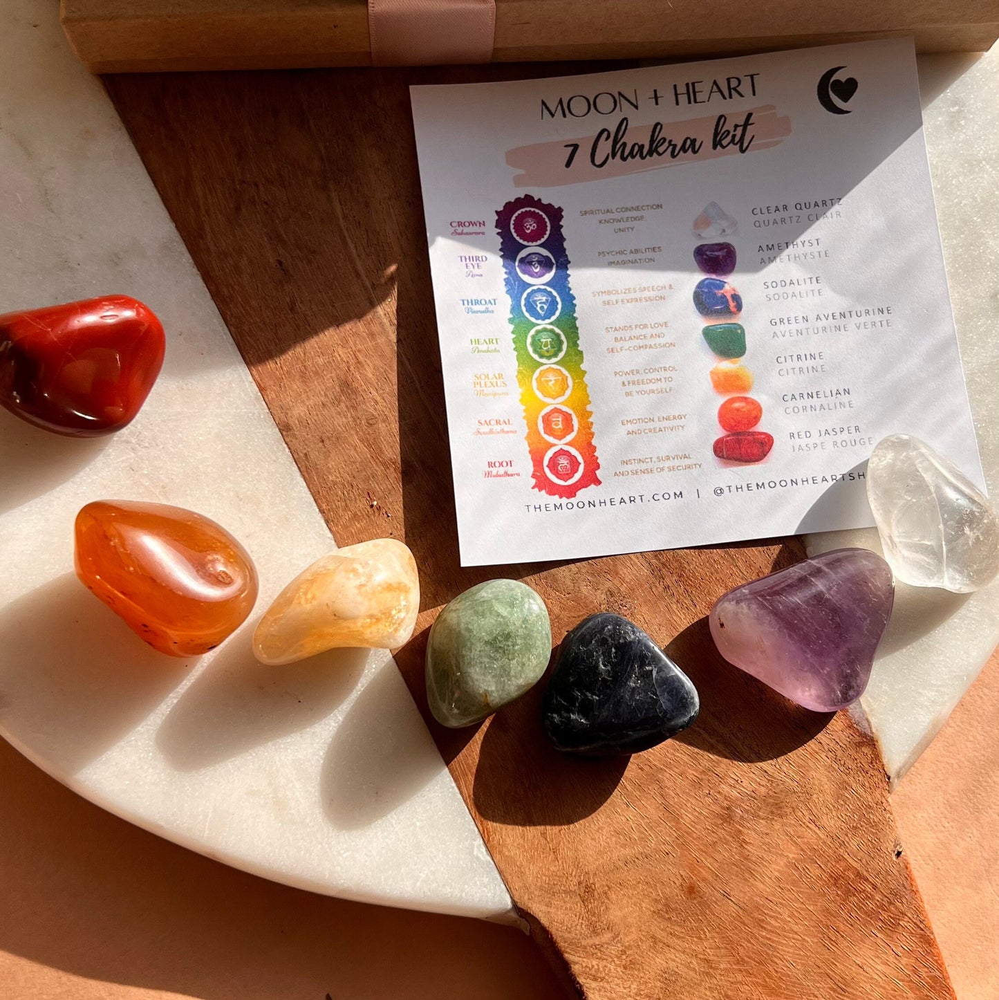 Seven 7 Chakra Crystals Set | 7 Chakras crystals and stones | Wellness tumbled stones| Crystal gift box| Wellness Gift