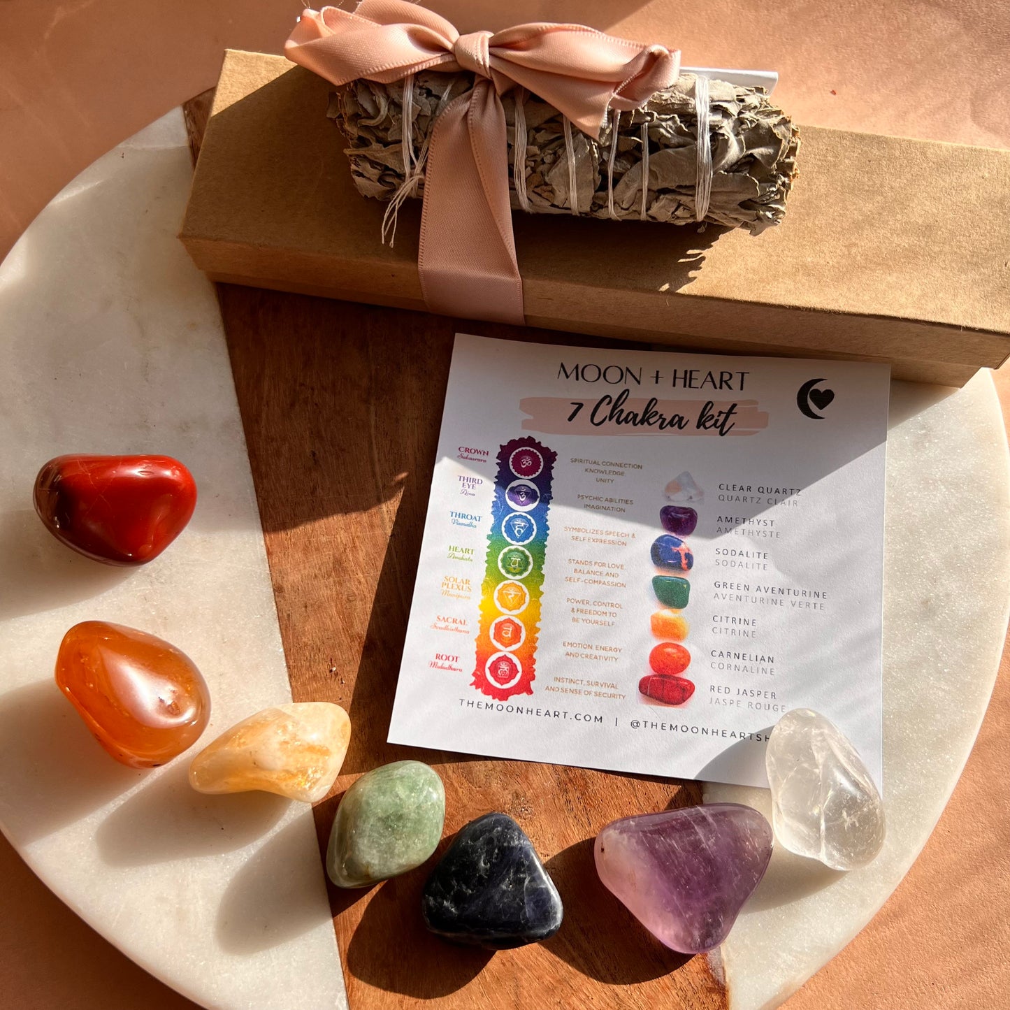 Seven 7 Chakra Crystals Set | 7 Chakras crystals and stones | Wellness tumbled stones| Crystal gift box| Wellness Gift