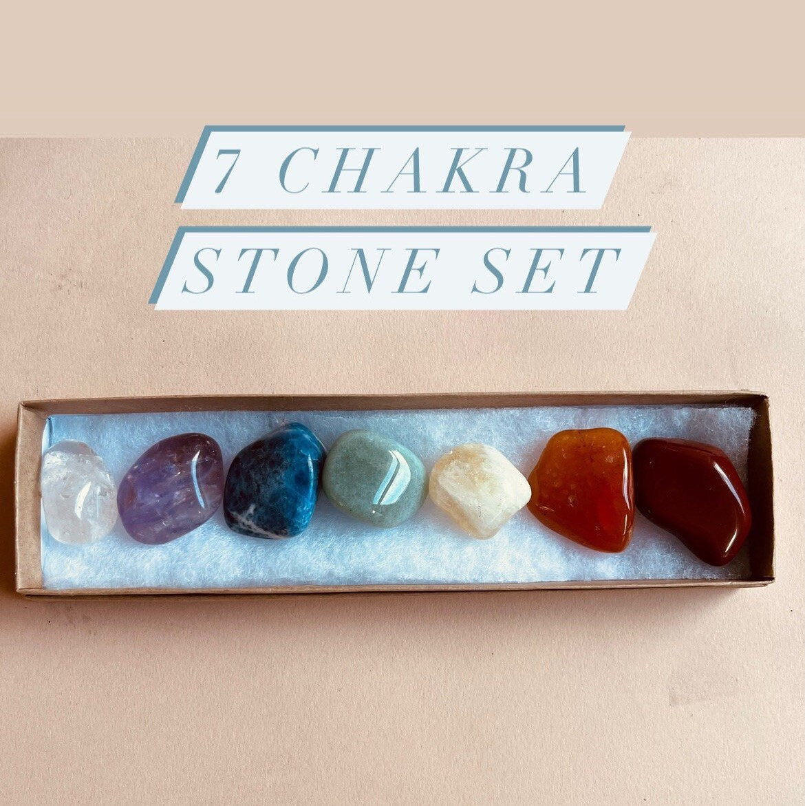 Seven 7 Chakra Crystals Set | 7 Chakras crystals and stones | Wellness tumbled stones| Crystal gift box| Wellness Gift