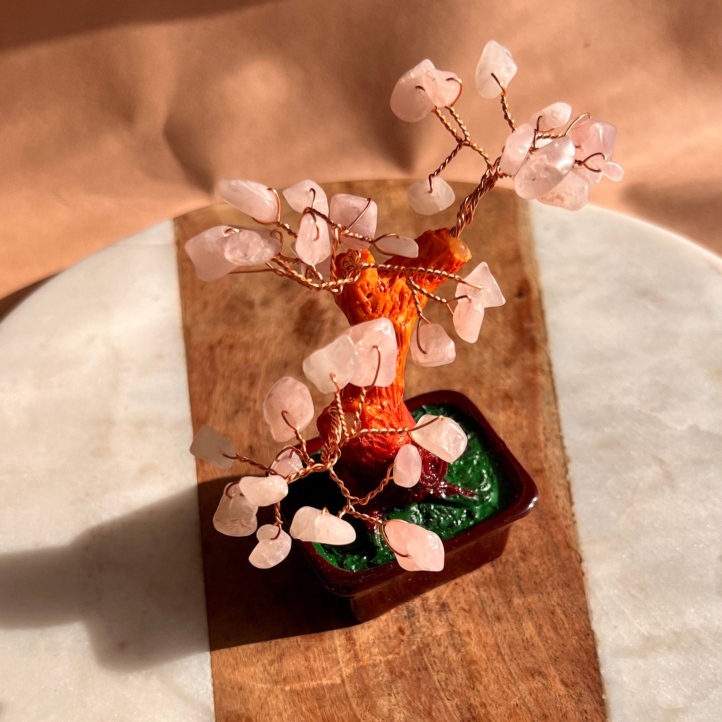 Crystal Money Tree | Raw Rose Quartz | Gemstone tree | Crystal Tree of Life | Crystal room decor