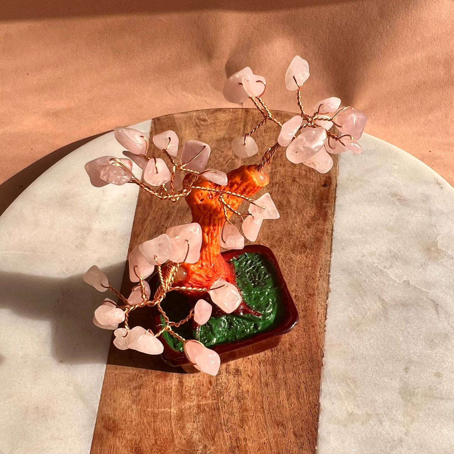 Crystal Money Tree | Raw Rose Quartz | Gemstone tree | Crystal Tree of Life | Crystal room decor