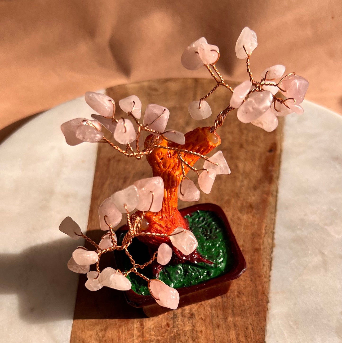 Crystal Money Tree | Raw Rose Quartz | Gemstone tree | Crystal Tree of Life | Crystal room decor