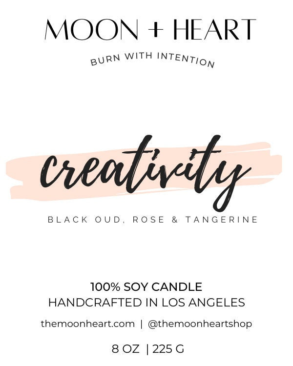 CREATIVITY Intention Soy Wax Candle | Amethyst, Clear Quartz & Citrine | Scent: Black Oud, Rose & Tangerine