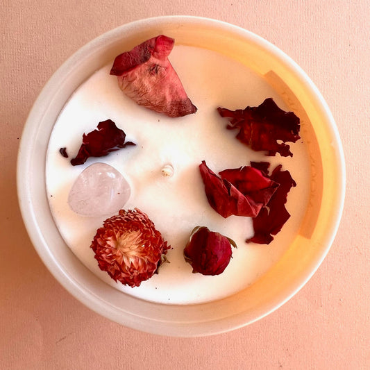 Intention Candle for LOVE | Crystal Infused Candle | Manifestation Candle | Homemade candles