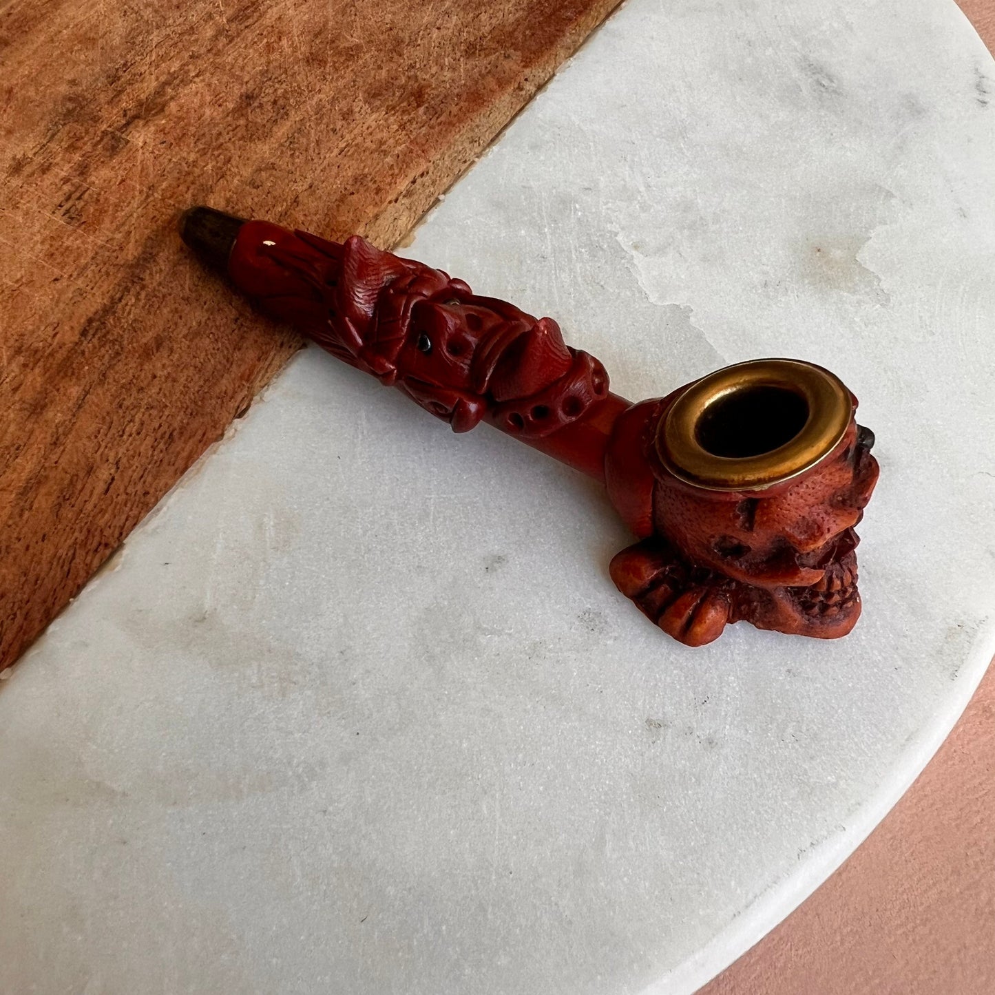Wood Pipe | African carvings | Skull Smoking Pipe | Wooden Pipe | Wood Tobacco Pipe