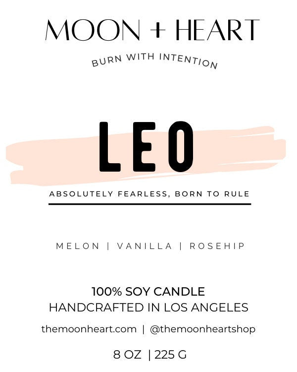 LEO zodiac Candle | Zodiac candle | Intention Candle with Crystals | Manifestation Candle
