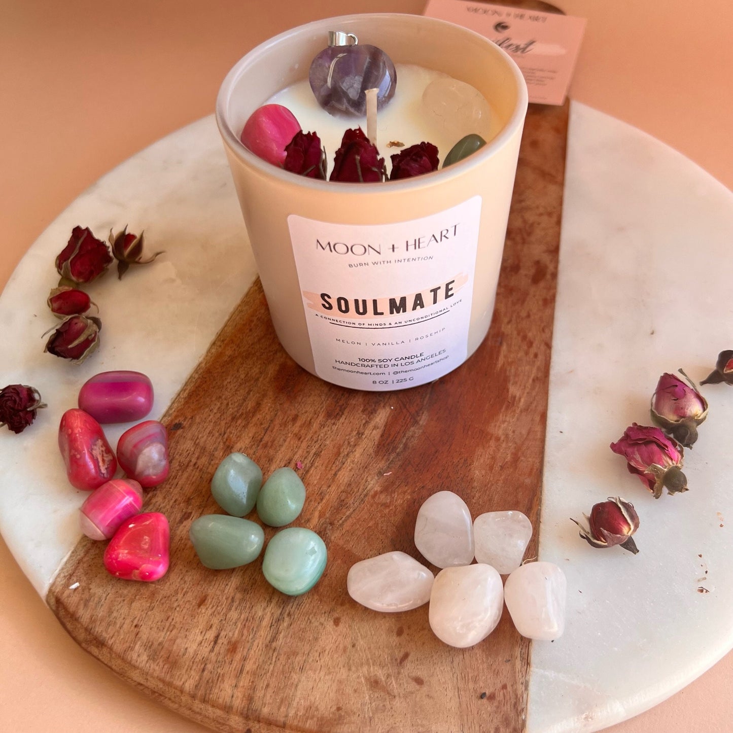 SOULMATE LOVE Intention Candle with Amethyst Pendant | Manifestation Candle | Homemade Candles
