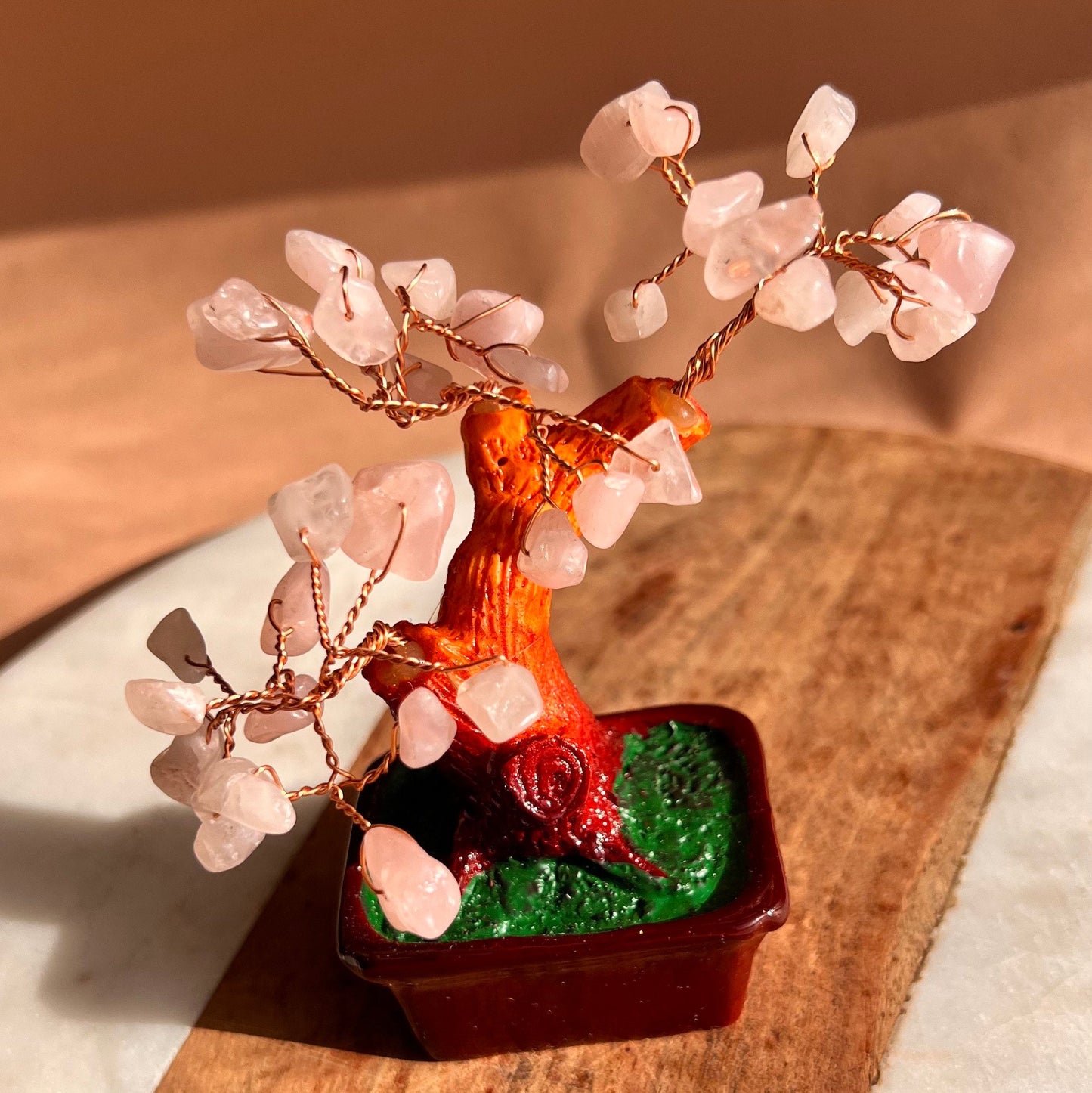 Crystal Money Tree | Raw Rose Quartz | Gemstone tree | Crystal Tree of Life | Crystal room decor