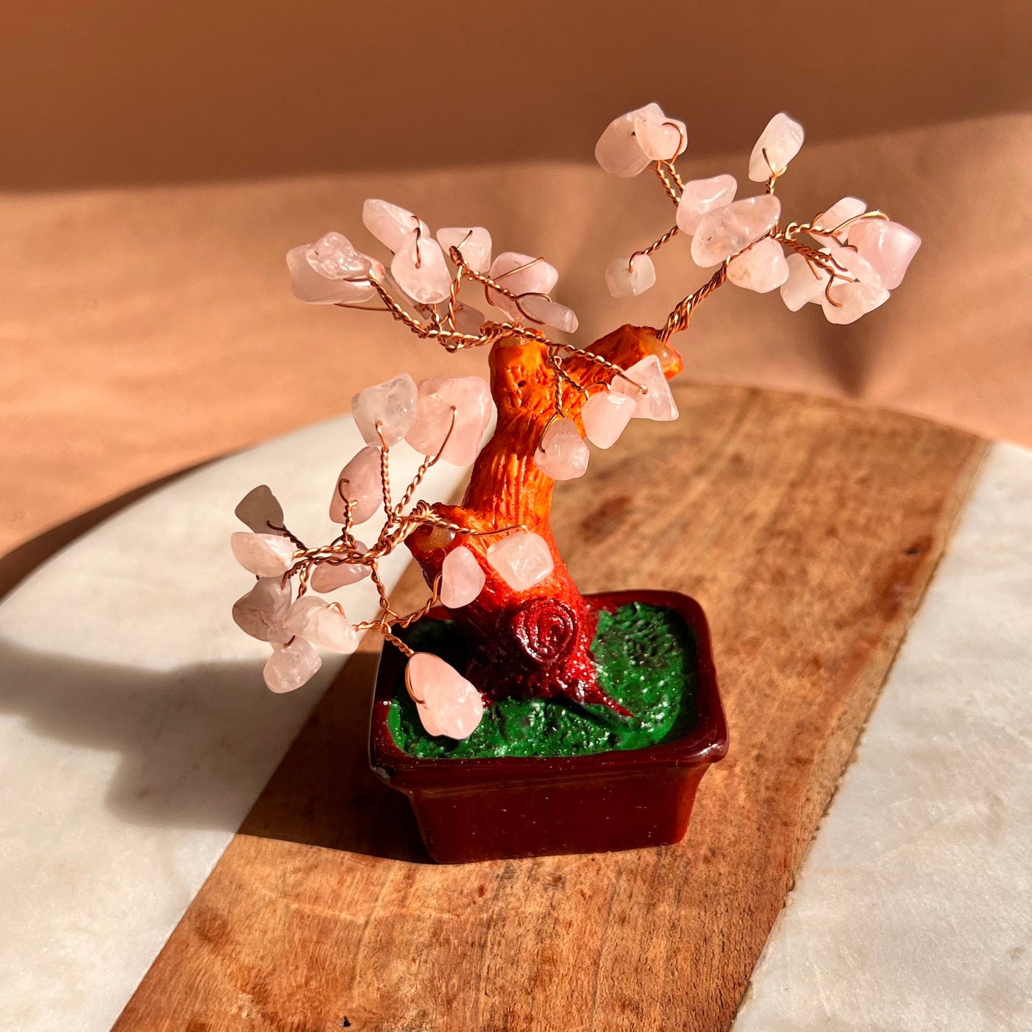 Crystal Money Tree | Raw Rose Quartz | Gemstone tree | Crystal Tree of Life | Crystal room decor