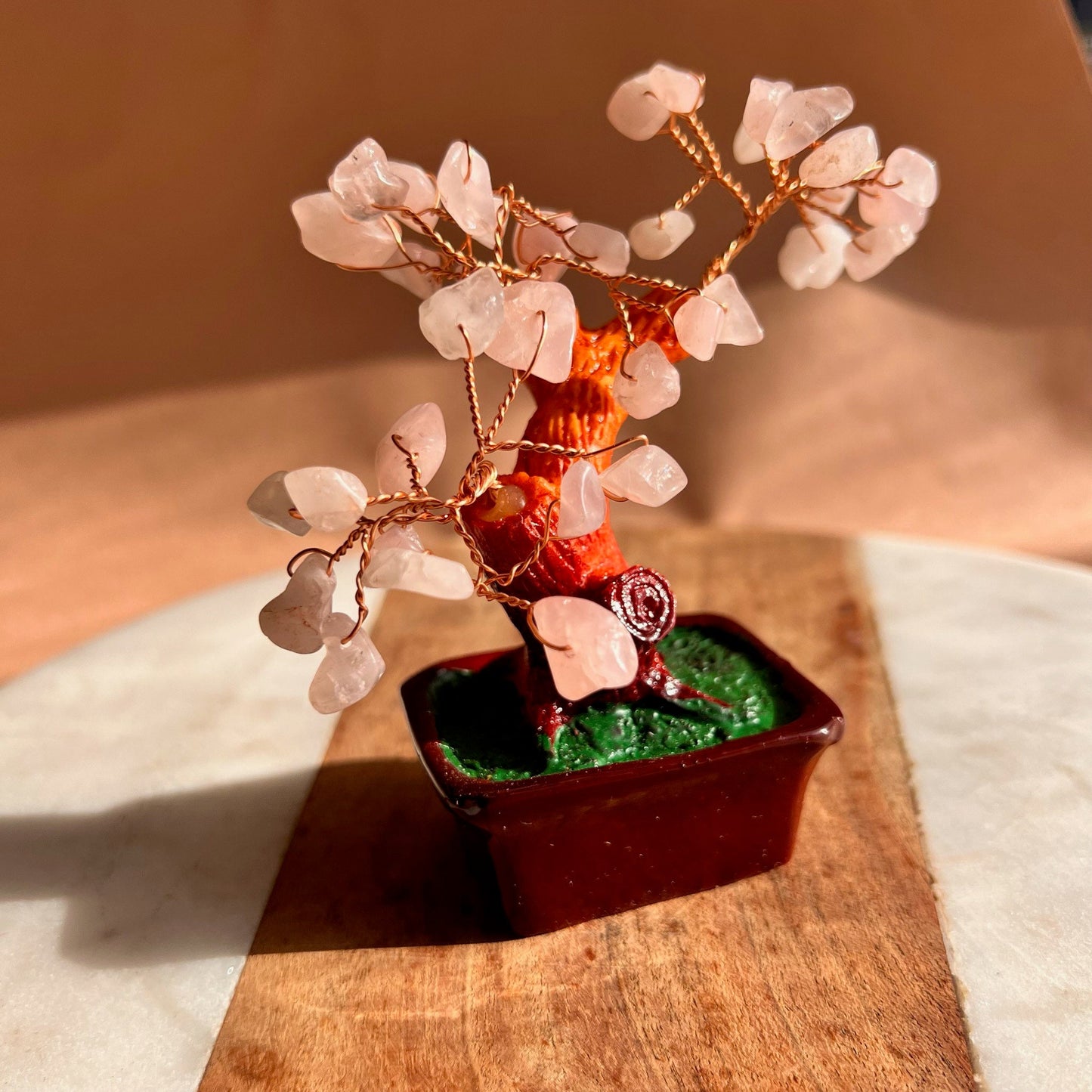 Crystal Money Tree | Raw Rose Quartz | Gemstone tree | Crystal Tree of Life | Crystal room decor