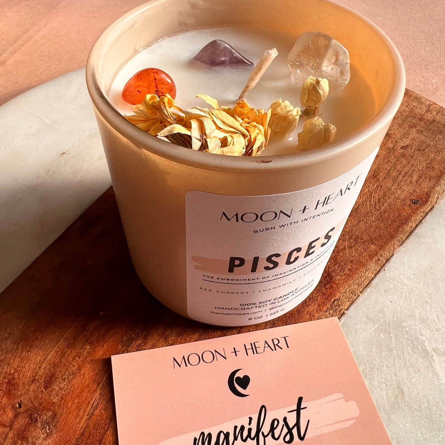 PISCES Candle | Zodiac candle | Crystal Infused candle | Intention Candle | Manifestation Candle