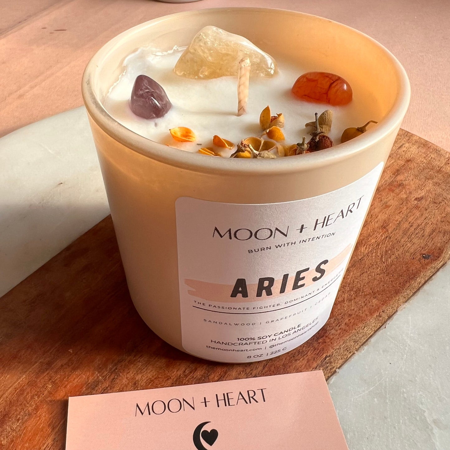 ARIES Candle | Zodiac candle | Crystal Infused candle | Intention Candle | Manifestation Candle