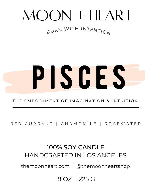 PISCES Candle | Zodiac candle | Crystal Infused candle | Intention Candle | Manifestation Candle