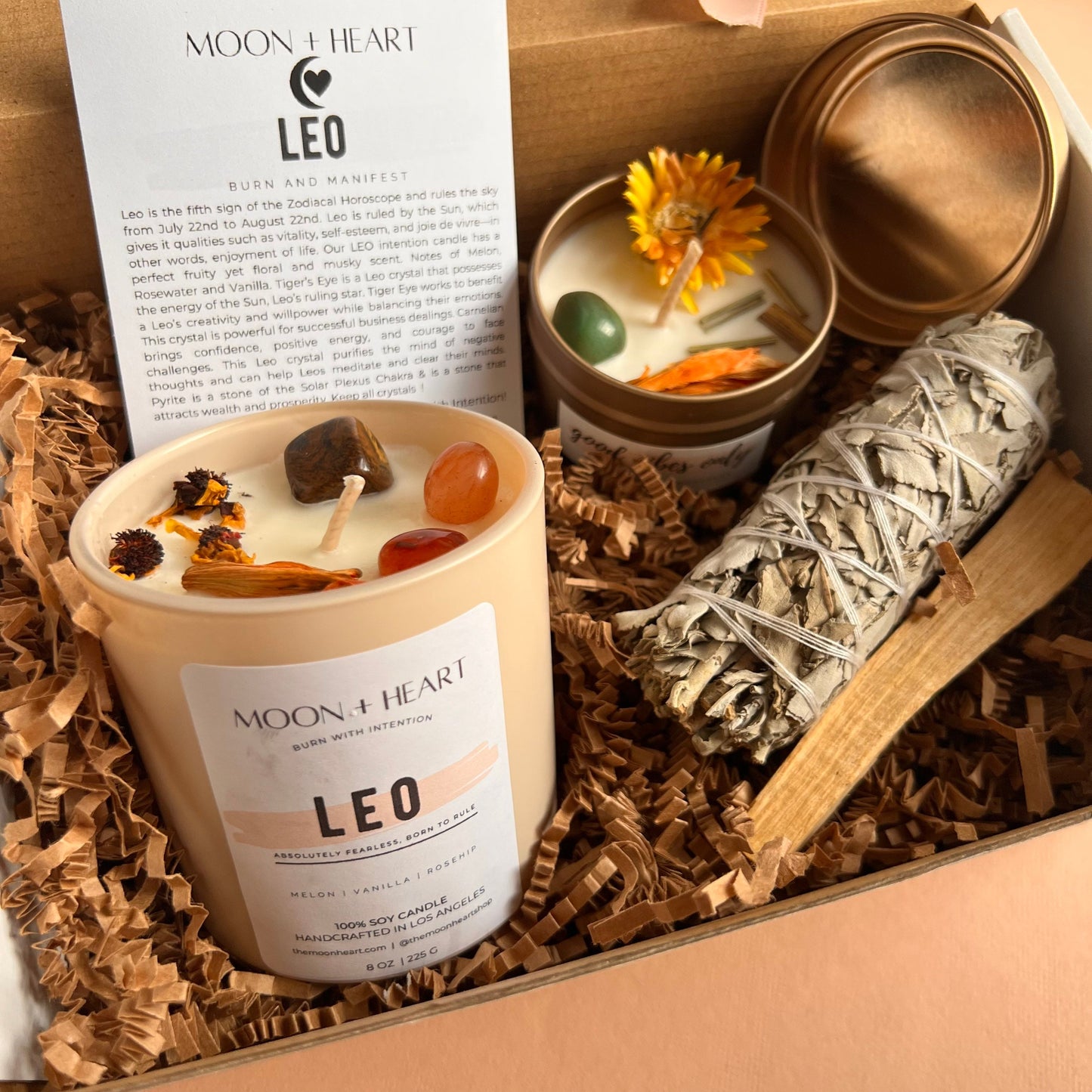 Zodiac candle gift box | Self Care Box | Intention candle | Crystal Infused Candle | Manifestation candle