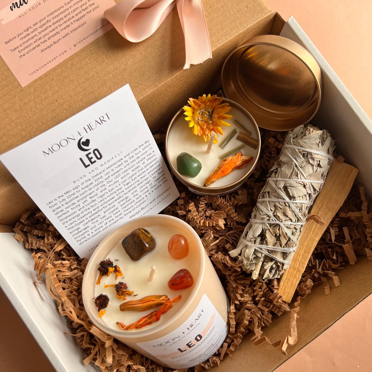 Zodiac candle gift box | Self Care Box | Intention candle | Crystal Infused Candle | Manifestation candle