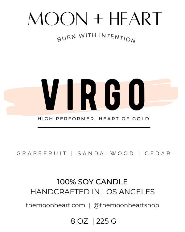 VIRGO zodiac sign Intention Candle w/ Crystal | Dried Flower Candles | Homemade candles | Manifestation Candle