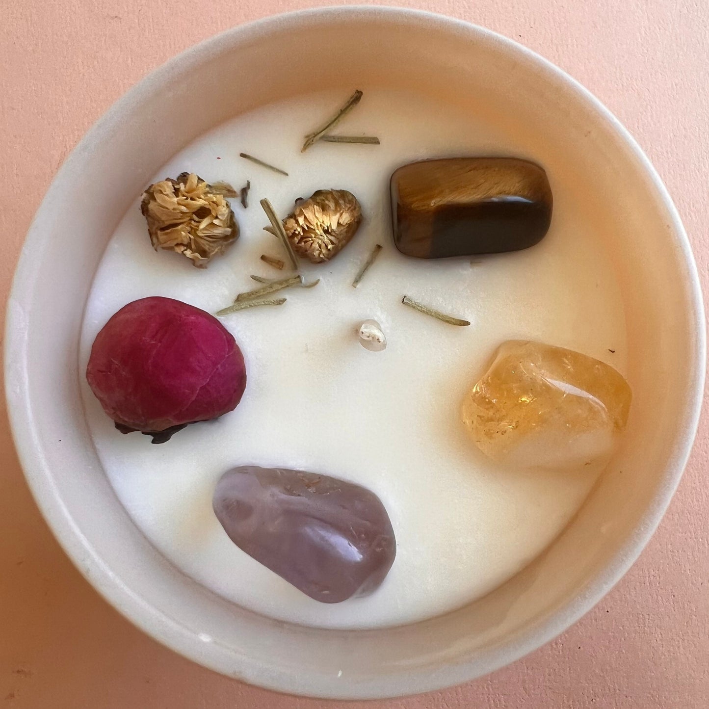 VIRGO zodiac sign Intention Candle w/ Crystal | Dried Flower Candles | Homemade candles | Manifestation Candle