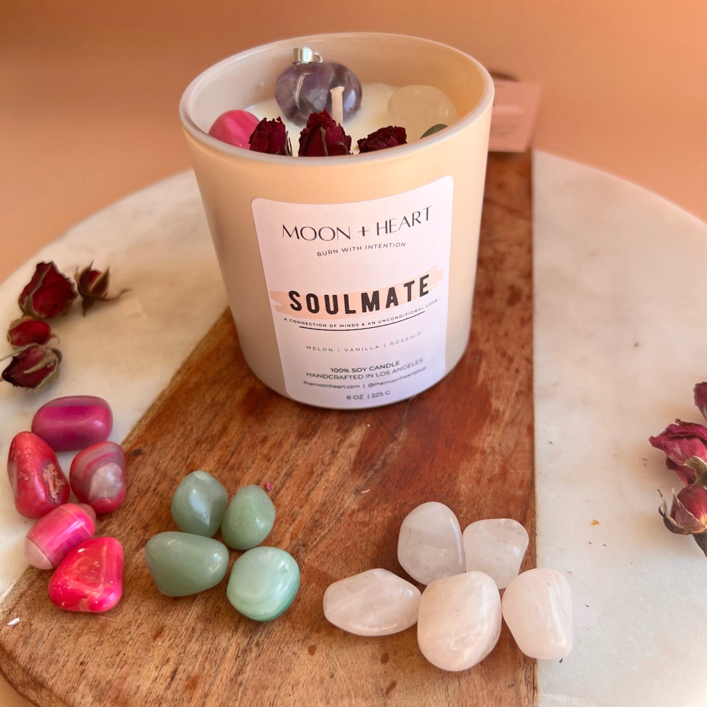 SOULMATE LOVE Intention Candle with Amethyst Pendant | Manifestation Candle | Homemade Candles