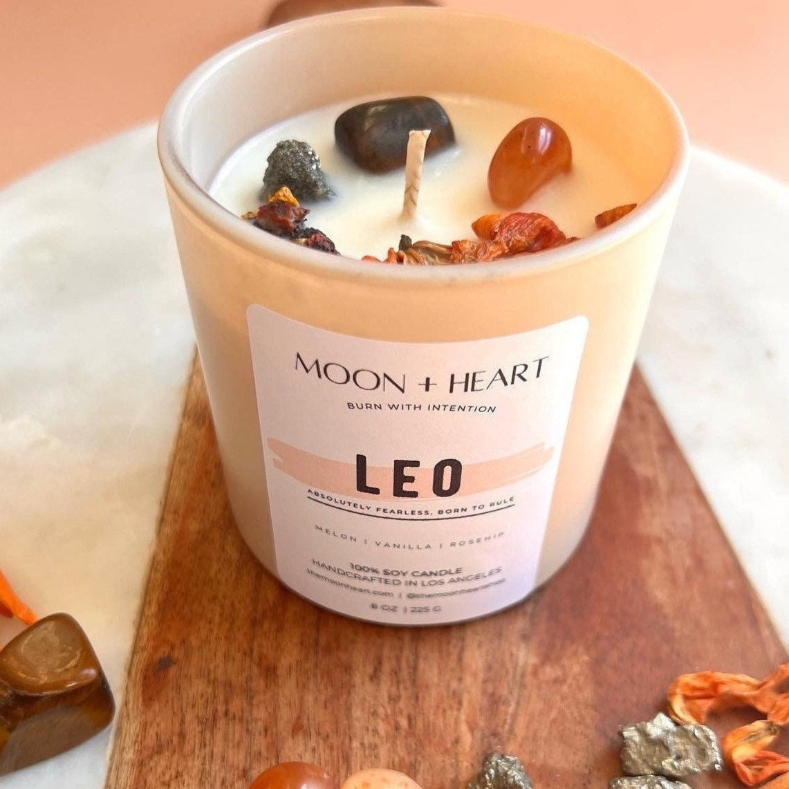 LEO zodiac Candle | Zodiac candle | Intention Candle with Crystals | Manifestation Candle