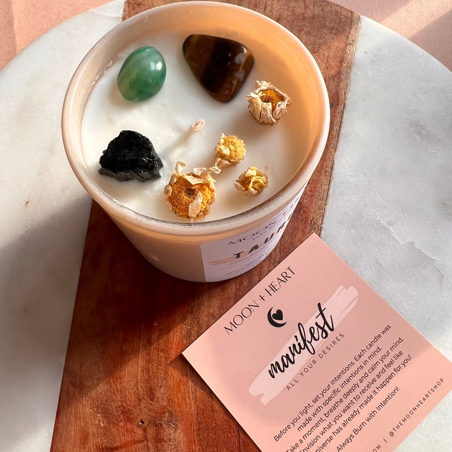 TAURUS Zodiac candle | Crystal Infused candle | Intention Candle | Manifestation Candle